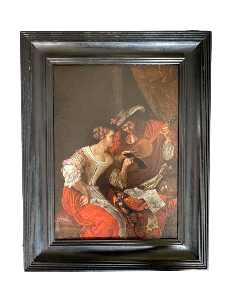 Gemäldepaar Leidener Feinmalerei „Musizierendes Paar“ und „Liebespaar“ in Marburg